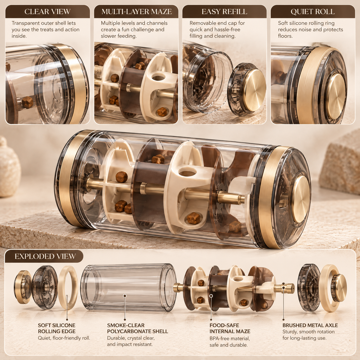 Elmoraven™ Rotating Treat Puzzle Cylinder
