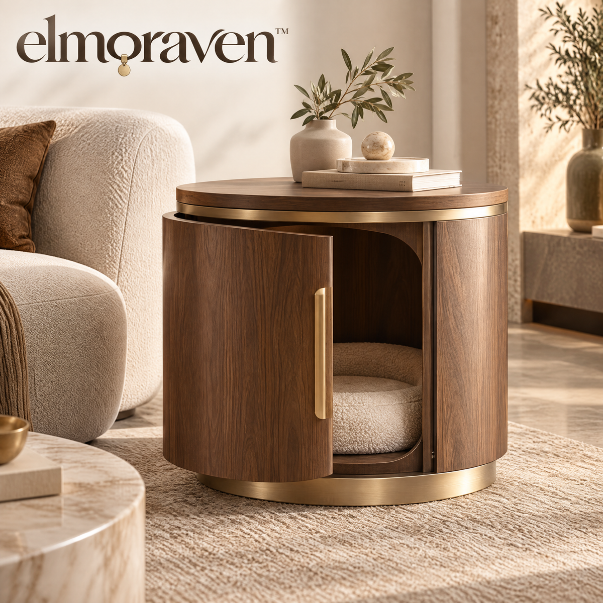 Elmoraven™ Pet Bed Storage Side Table