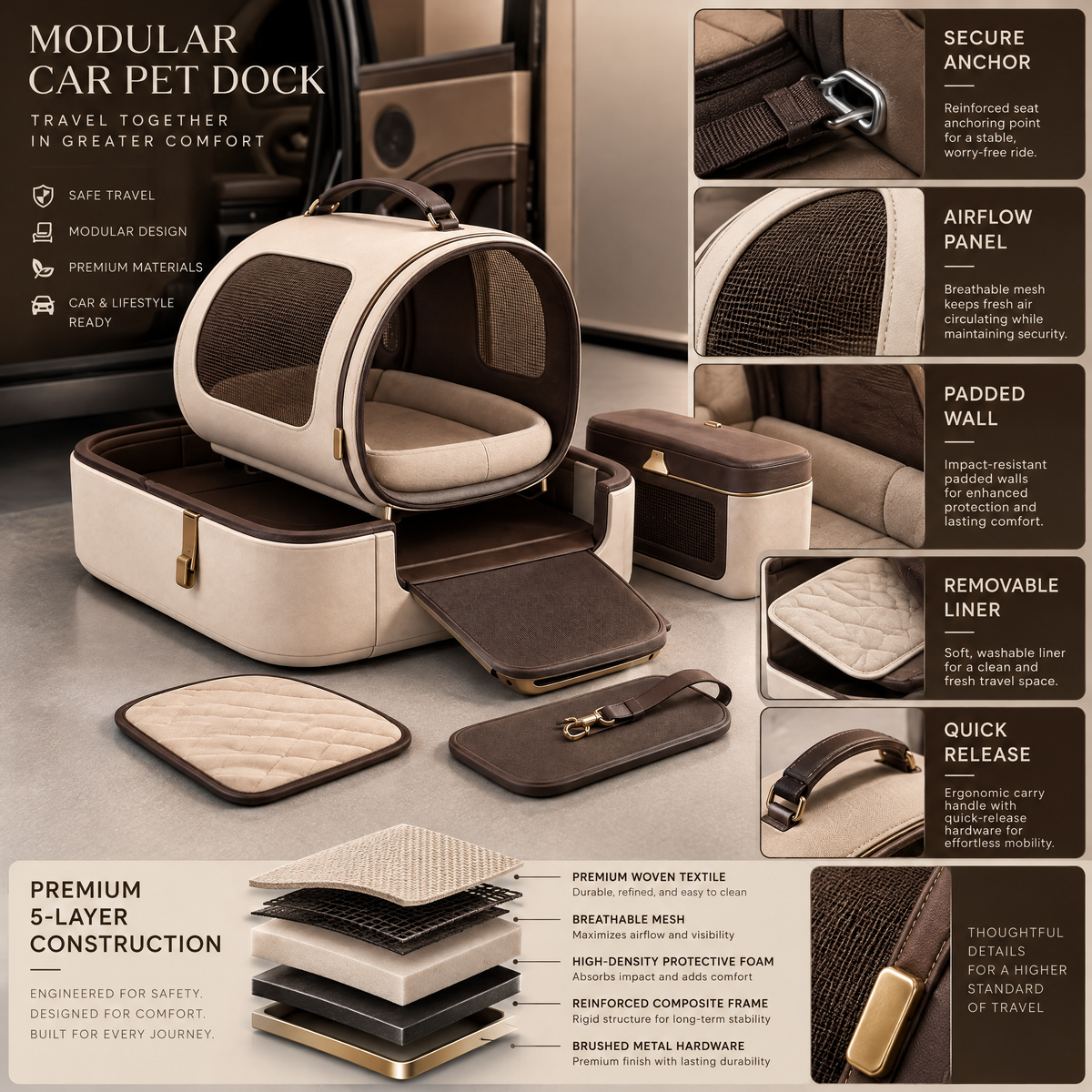 Elmoraven™ Convertible Travel Pet Carrier Set