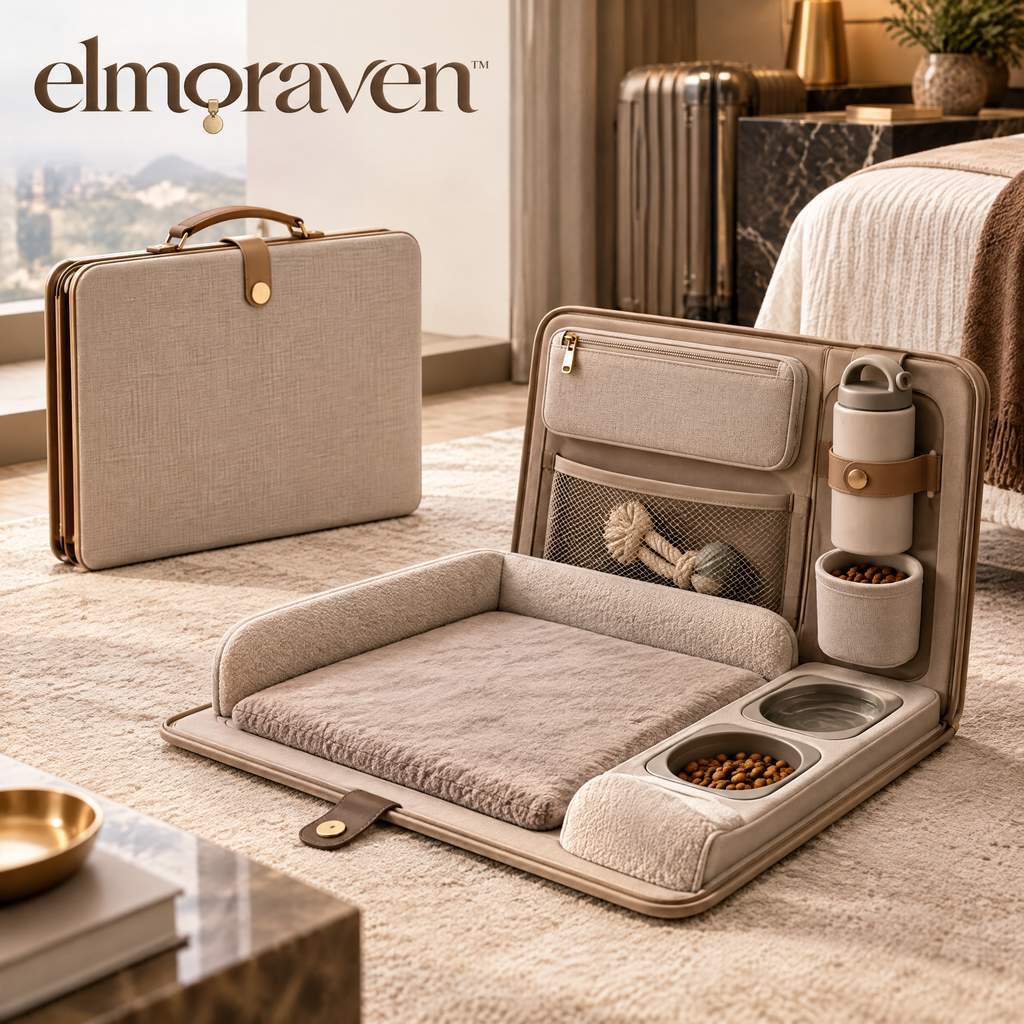 Elmoraven™ Foldable Travel Pet Bed Station