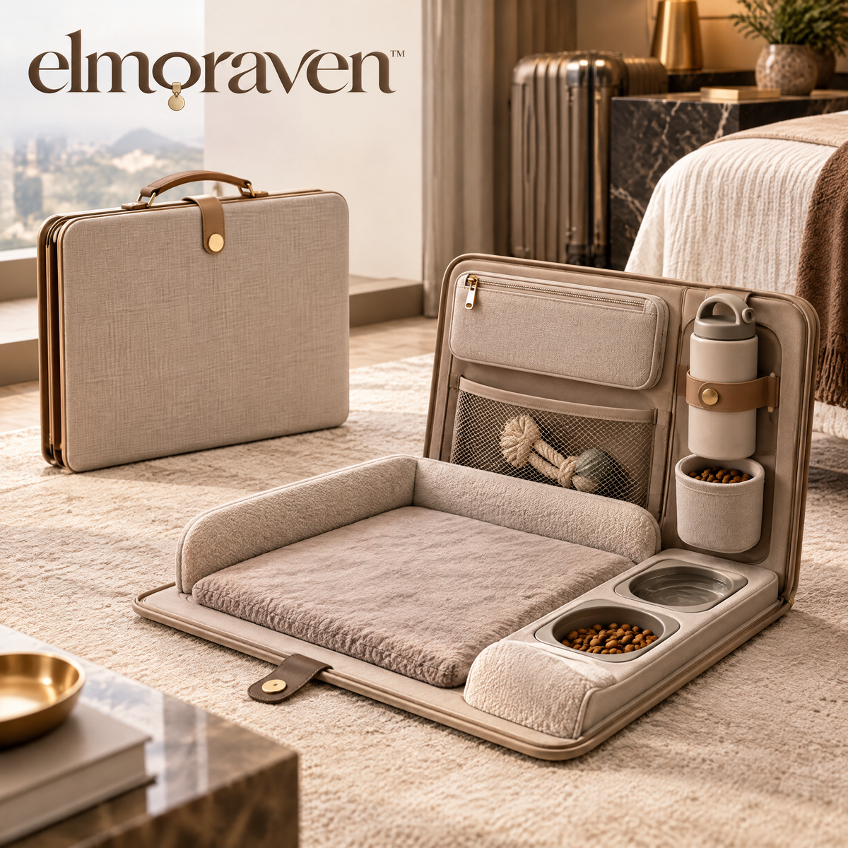 Elmoraven™ Foldable Travel Pet Bed Station