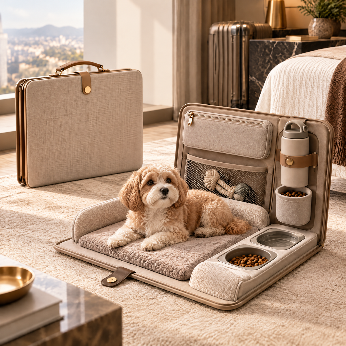 Elmoraven™ Foldable Travel Pet Bed Station