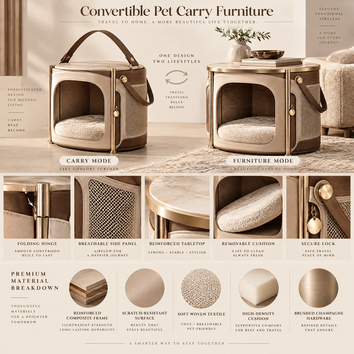 Elmoraven™ 2-in-1 Pet House Side Table